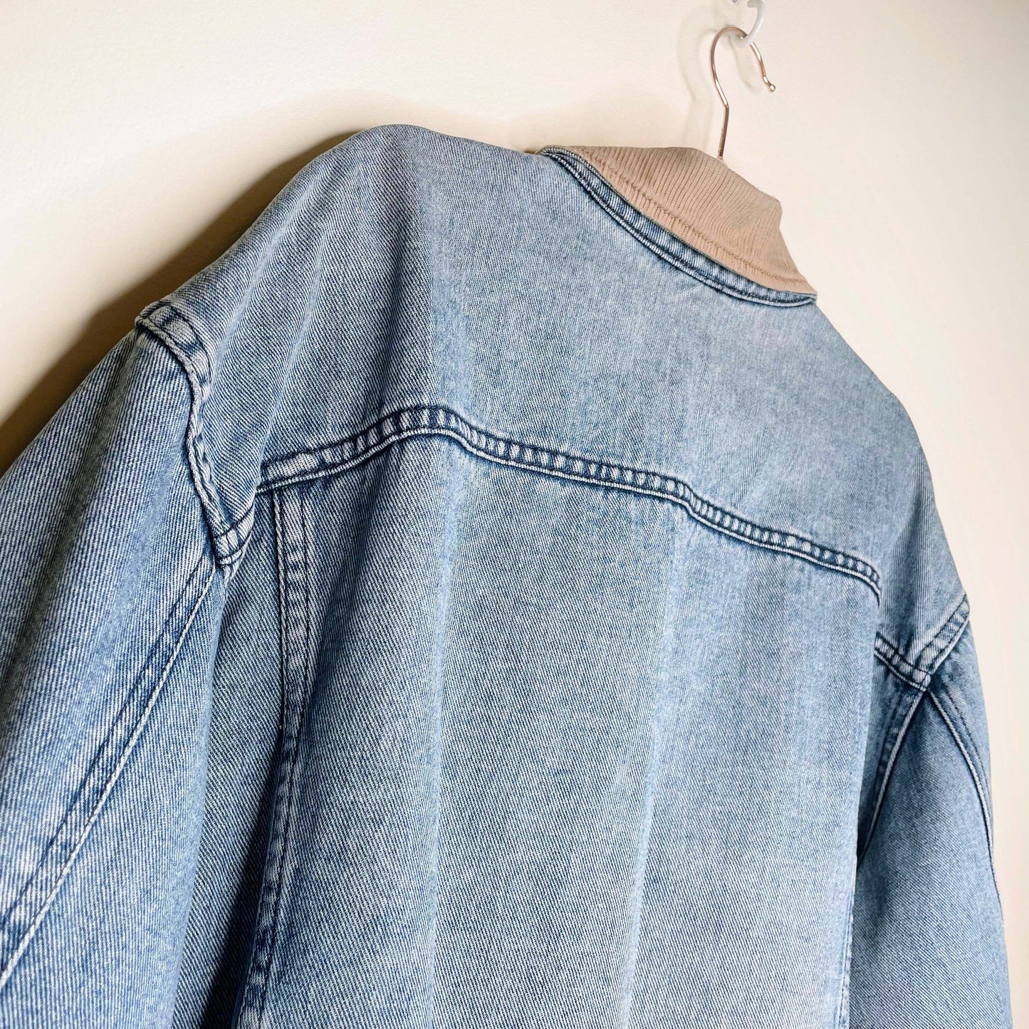 vintage work king denim jacket with corduroy collar - size xl