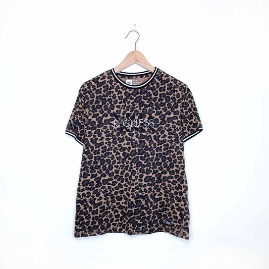 young & reckless leopard print ringer tee - size small