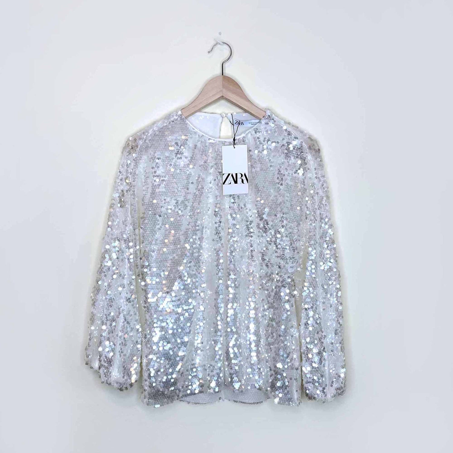 Zara white sequin long sleeve fashion