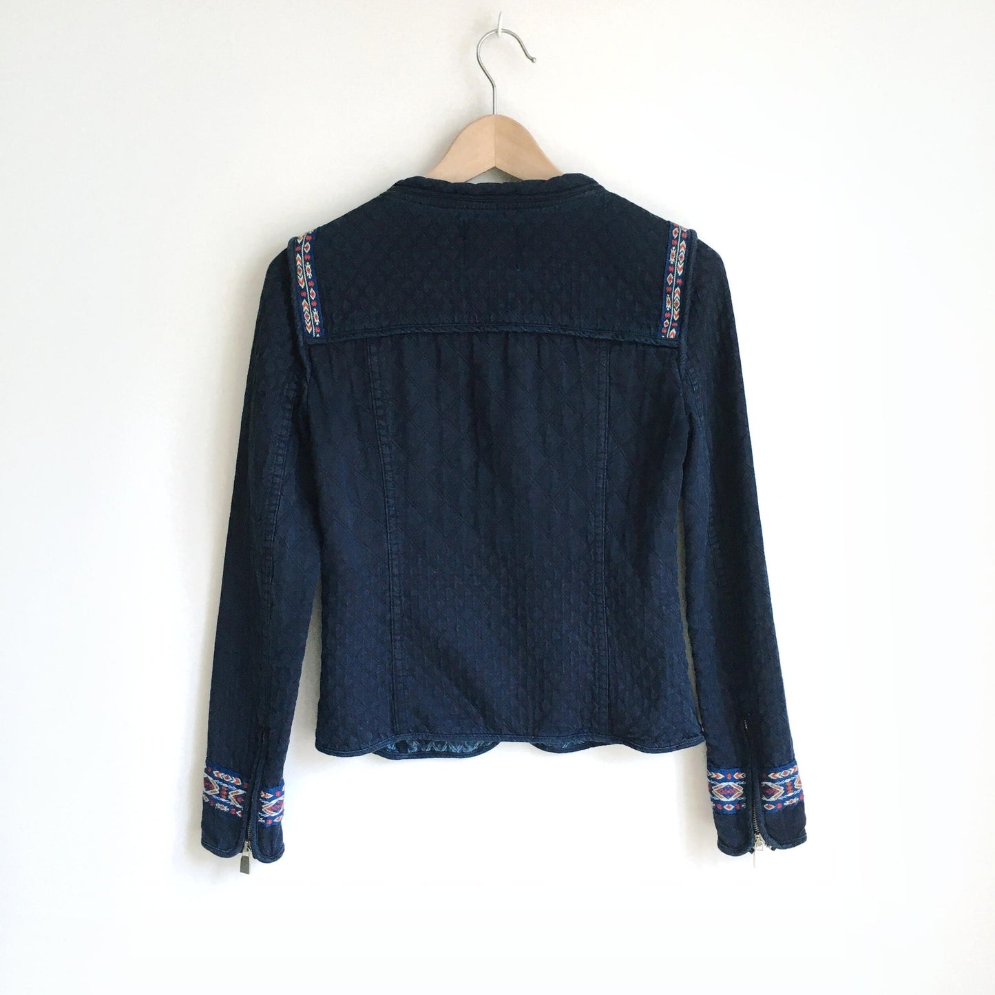 Zara quilted denim embroidered jacket - size xs