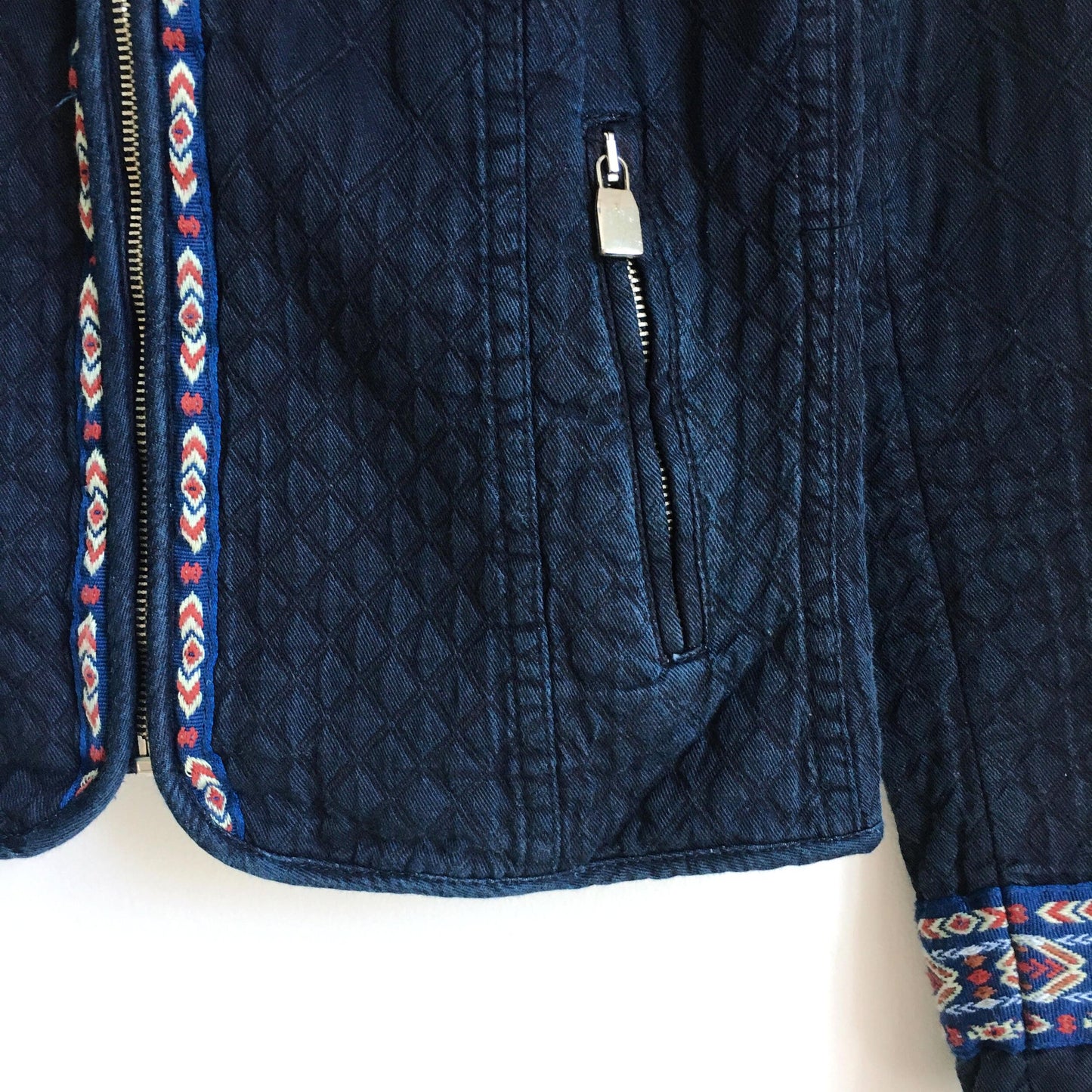 Zara quilted denim embroidered jacket - size xs