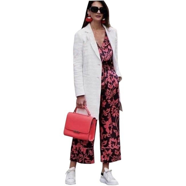 zara tropical pajama-style button down and wide leg pant set - sizexs