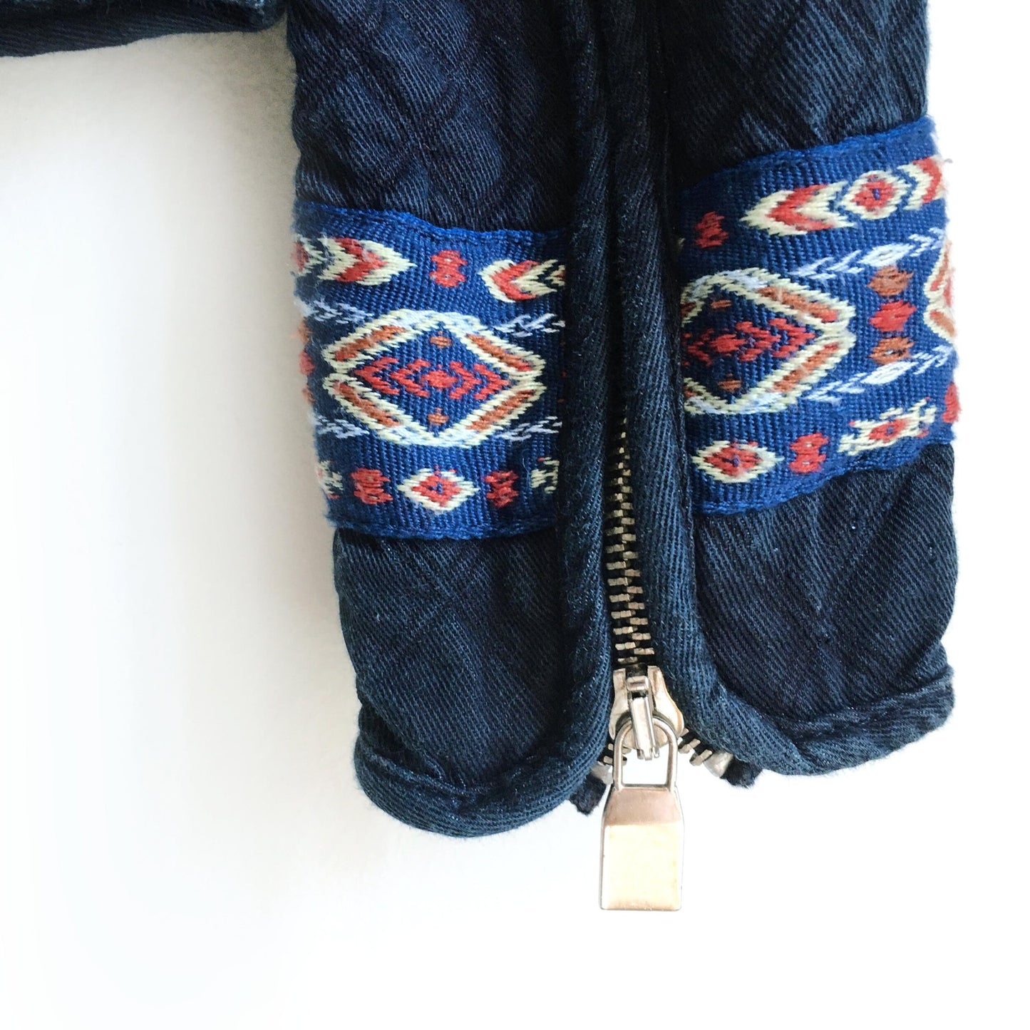 Zara quilted denim embroidered jacket - size xs