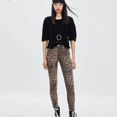 zara high rise animal print jeans - size 4