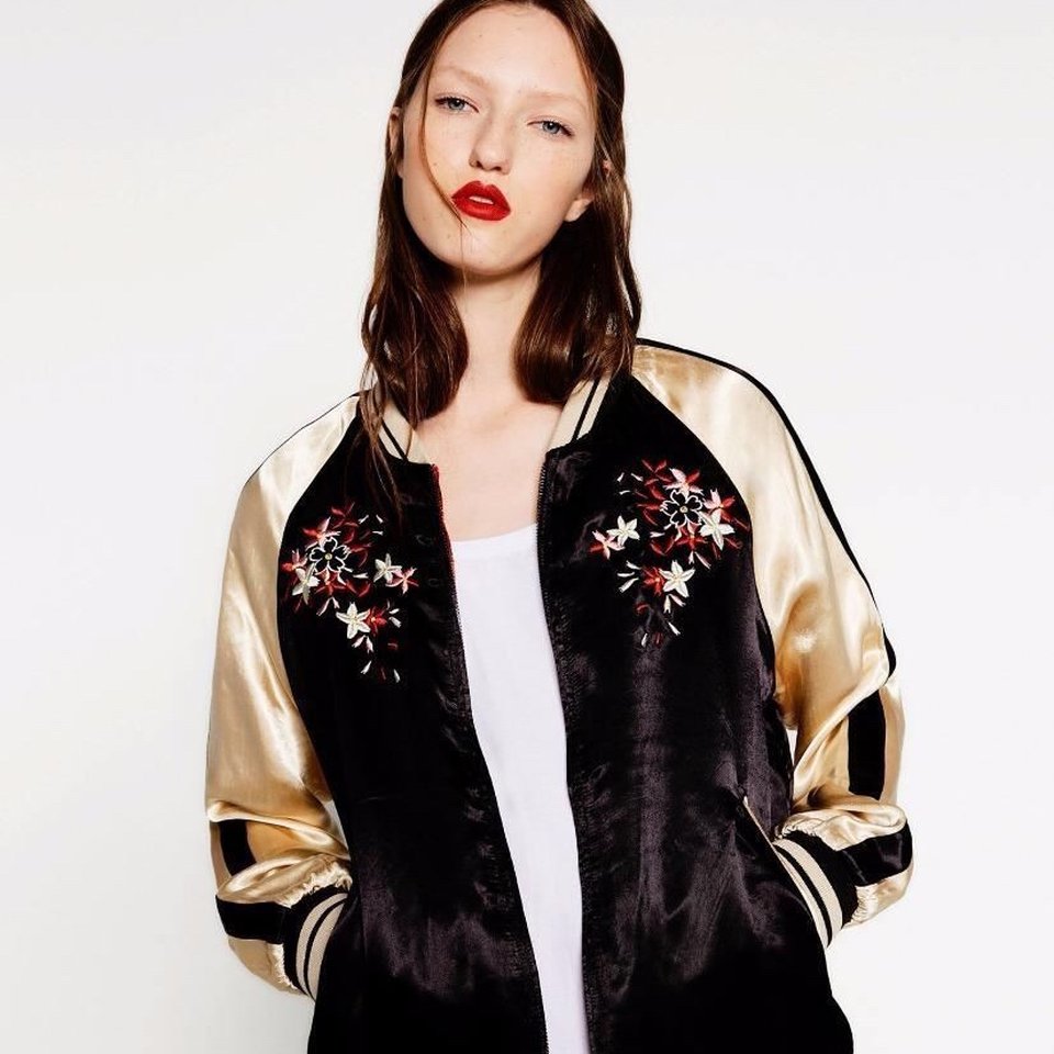 Zara Reversible Satin Bomber Jacket - size Small