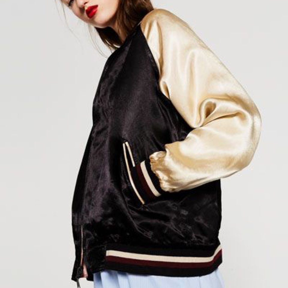 Zara Reversible Satin Bomber Jacket - size Small