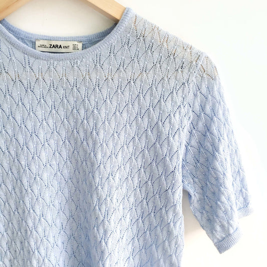 zara knit short sleeve top - size medium