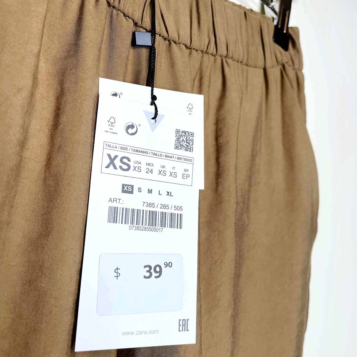 zara classic tapered trousers with elastic waist - size xs