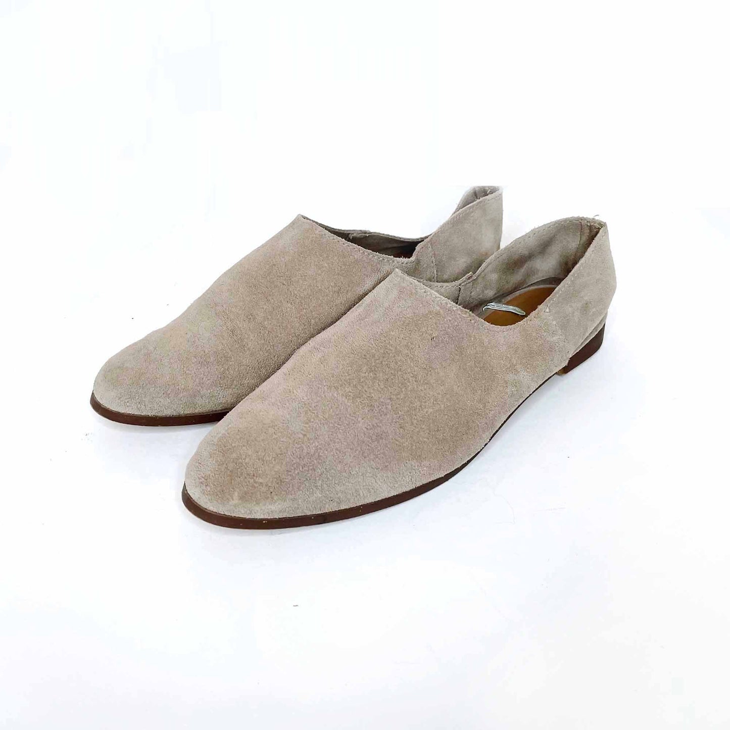 zara suede slip on minimalist flats - size 39